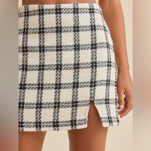 Francesca's Collections Black and White Checkered Mini Skirt